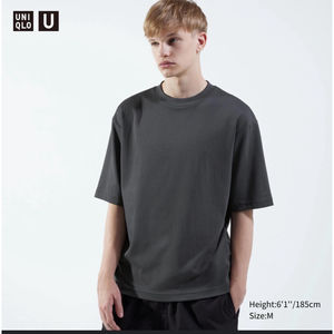 U AIRism Cotton Oversized Crew Neck Half-Sleeve T-Shirt. Size Large